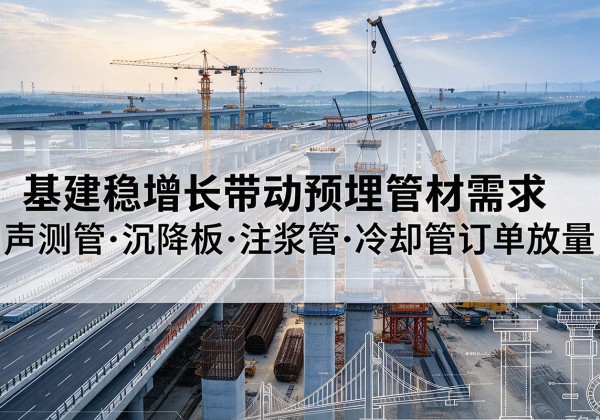 城固基建稳增长带动预埋监测管材需求，声测管、沉降板、注浆管订单持续放量